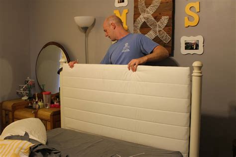 how to redo a metal headboard with fabric|how to turn wrought iron into headboard.